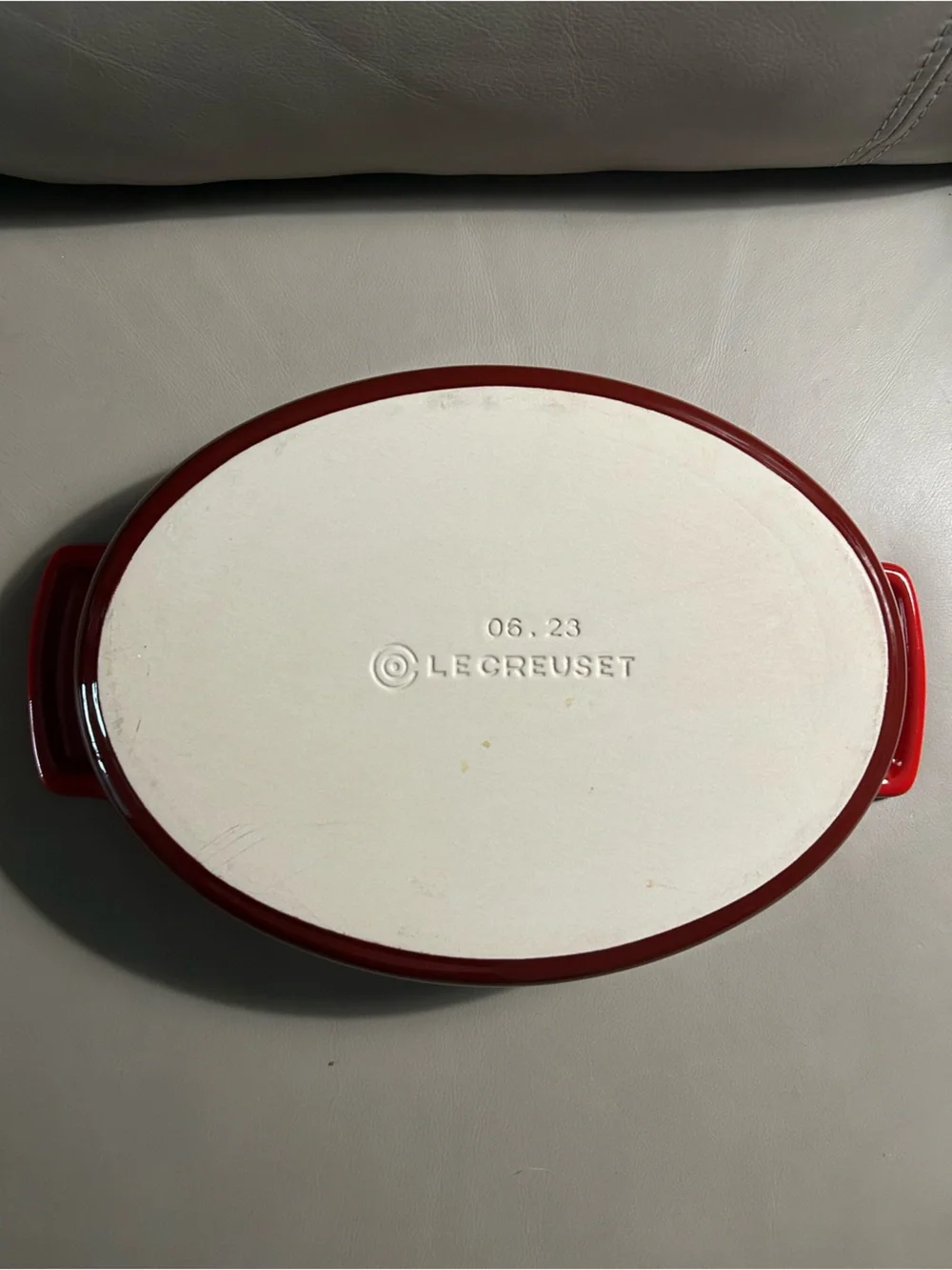 Le Creuset Red Oval Casserole with Side Handles